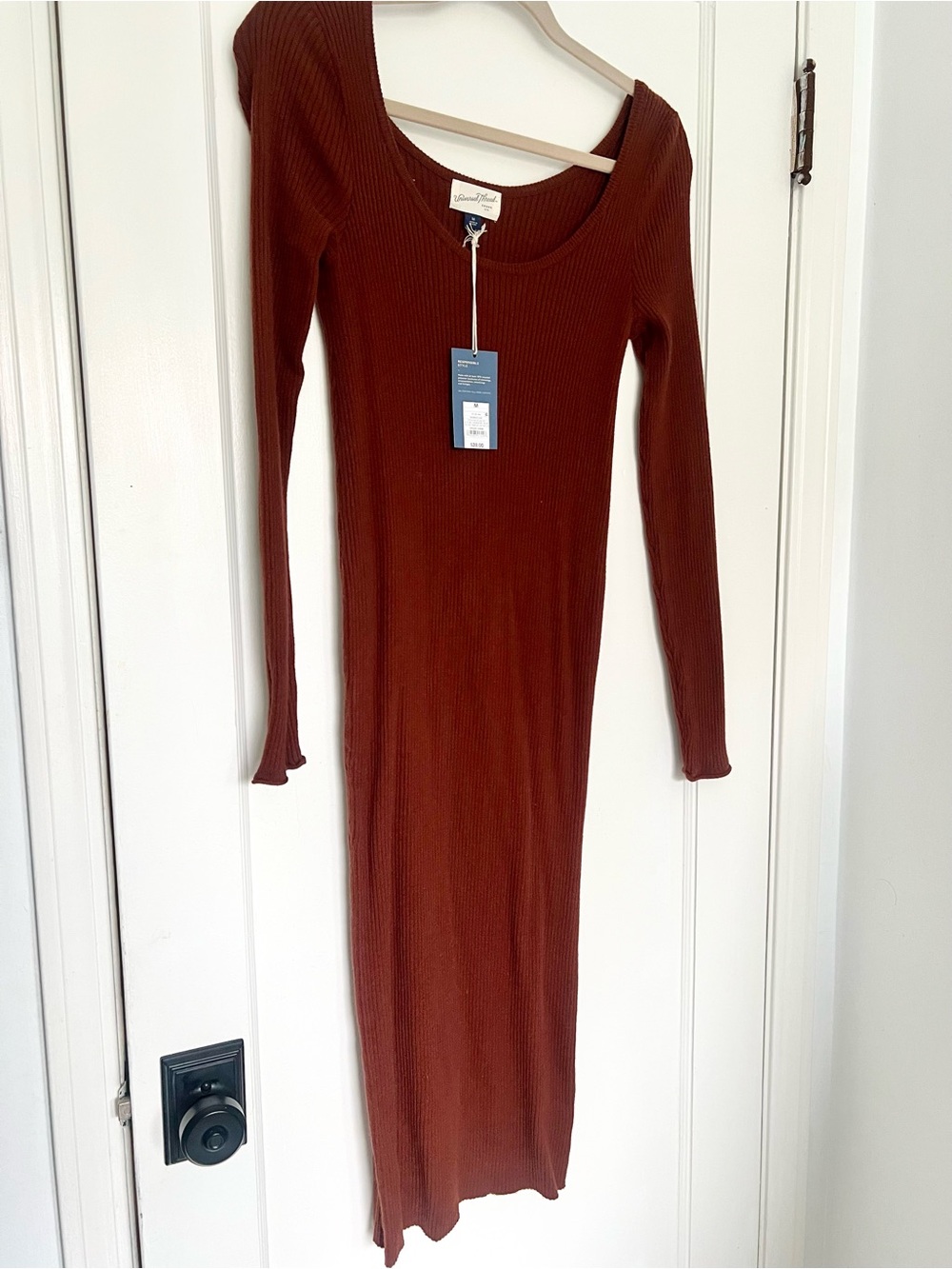 Universal Thread Long Sleeve Scoop Midi  Sweater Dress in Brown